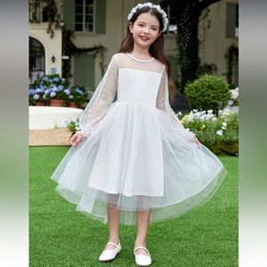 Elegant White Kids Dress - Sz 10 girls